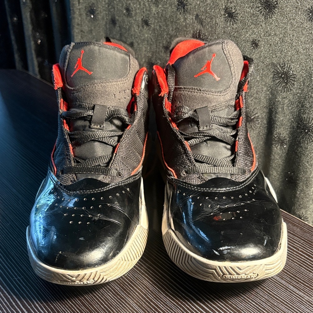 Jordan Kids' Black and Red High-Top Basketball Sneakers